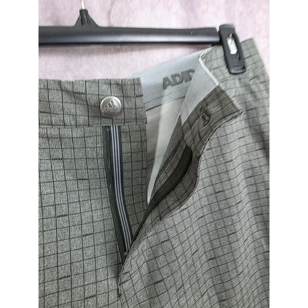 Adidas‎ Golf Mens Grey Grid Pattern Performance Shorts Stretch Waistband